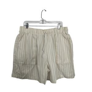 M1168) Forever 21 Men Cream Tan Pinstripe Drawstring Cotton Shorts XXL